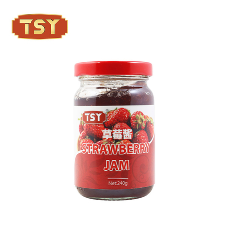 Bouteille en verre de 240 g 100% de confiture de fraise fraîche douce naturelle