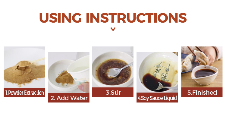 Le processus d'utilisation de la poudre de sauce de soja