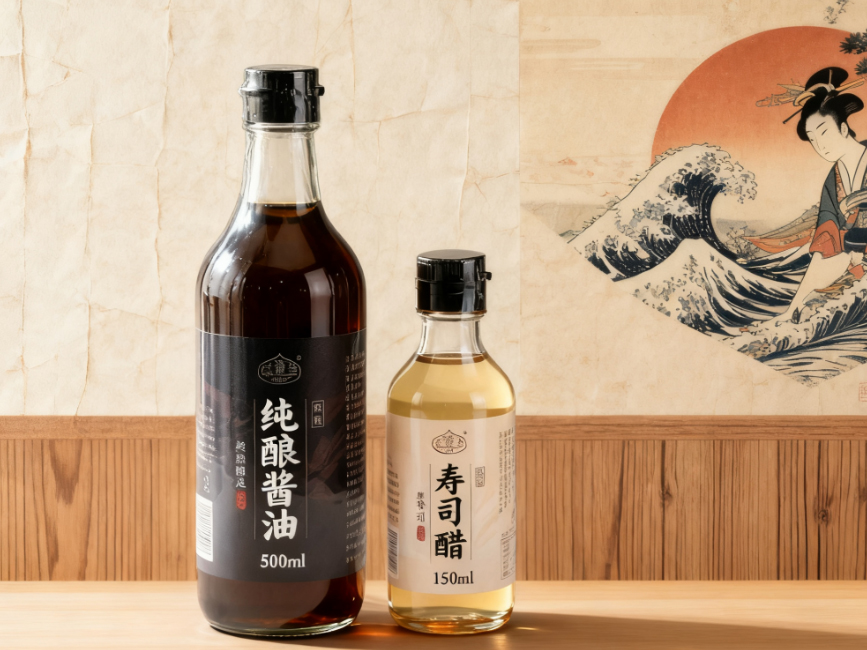 Sauce de soja brassée pure de style japonais et vinaigre de sushi pur de style japonais