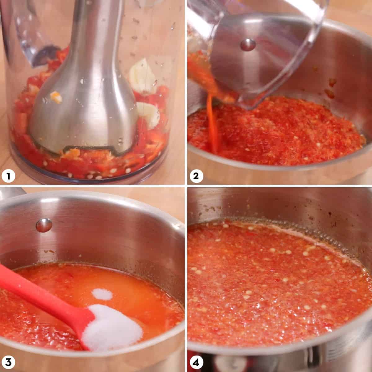 &Eacute;tapes de la sauce chili douce